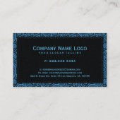 Carte De Visite Paisley Vintage Noir Et Bleu (Dos)