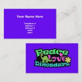 Carte De Visite Paix, Amour, Dinosaures (Devant / Derrière)