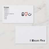 Carte De Visite Paix, amour et sourire (Devant / Derrière)