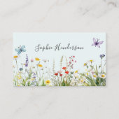 Carte De Visite Pale blue White Watercolor Wildflower (Devant)