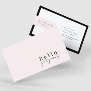 Carte De Visite Pale Blush Rose Hello Superbe Beauté Minimaliste