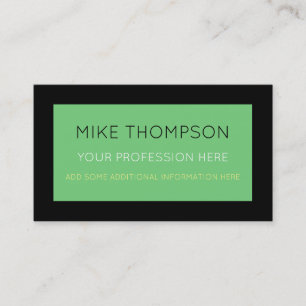 Carte De Visite pale green & black, super simple & modern