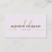 Carte De Visite Pale Lavender Gold Calligraphie Script code QR (Devant)