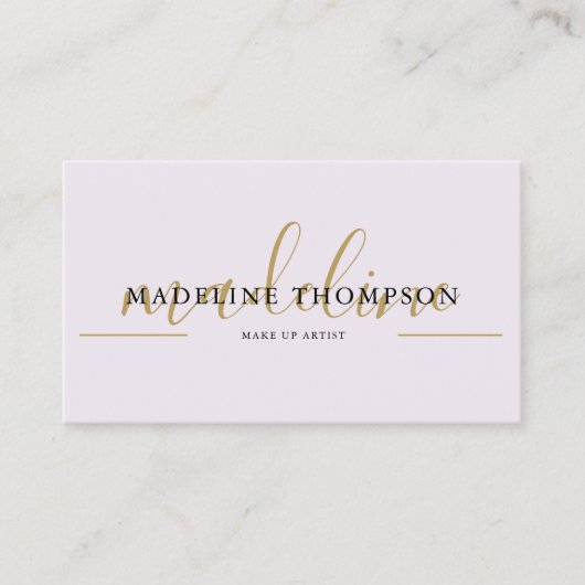 Carte De Visite Pale Lavender Gold Calligraphie Script code QR (Devant)