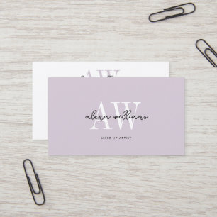 Carte De Visite Pale Lavender Monogramme Typographie Script Code Q
