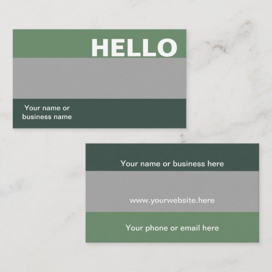 Carte De Visite Palette couleur gris vert Hello minimal Classy (Devant / Derrière)