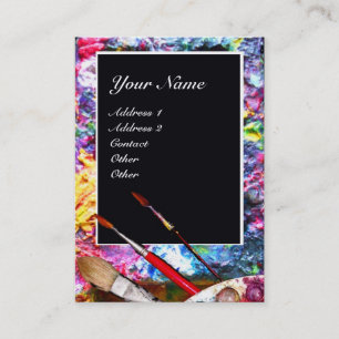 Carte De Visite PALETTE DE COULEUR ARTISTE MONOGRAM Peintre, Artic