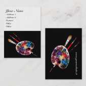 Carte De Visite PALETTE DE COULEUR, BROUILLES, noir, papier métall (Devant / Derrière)