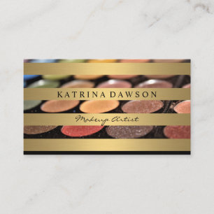 Carte De Visite Palette de maquillage Chic en métal doré