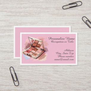 Carte De Visite Palette de Maquillage Cosmétique Rose Fard Personn