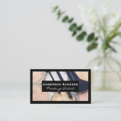 Carte De Visite Palette de maquillage et brosses | Bordure noire (Debout devant)