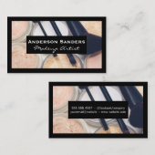 Carte De Visite Palette de maquillage et brosses | Bordure noire (Devant / Derrière)