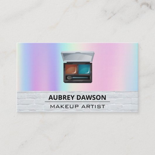 Carte De Visite Palette de maquillage et pinceau | Rainbow Blend (Devant)