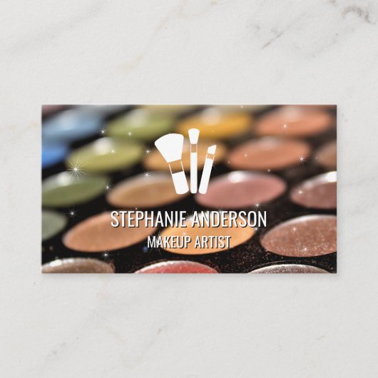 Carte De Visite Palette de maquillage | Logo maquillage | Éclairag (Devant)