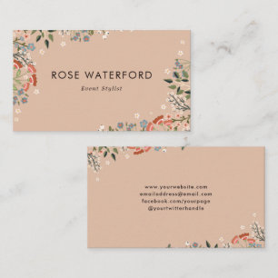 Carte De Visite Palette Neutre Boho Fleurs Sauvages