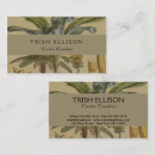 Carte De Visite Palm Antique Fruit Tropical Art Botanique (Devant / Derrière)