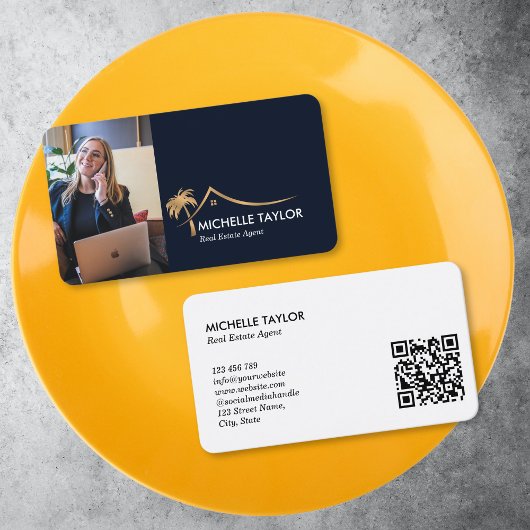 Carte De Visite Palm Coastal Property Real Estate Realtor Photo QR