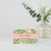 Carte De Visite Palm Feuille Gold Tropical Peach (Debout devant)