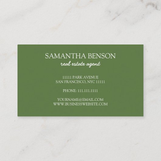 Carte De Visite Palm Feuille Tropical Island Carré vert et blanc (Dos)