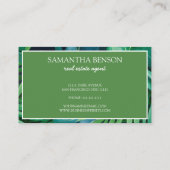 Carte De Visite Palm Feuille Tropical Island Carré vert et blanc (Dos)