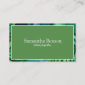 Carte De Visite Palm Feuille Tropical Island Carré vert et blanc (Devant)