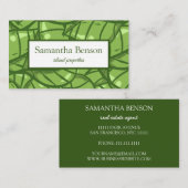 Carte De Visite Palm Feuille Tropical Island Carré vert et blanc (Devant / Derrière)