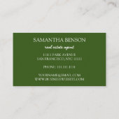 Carte De Visite Palm Feuille Tropical Island Carré vert et blanc (Dos)