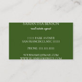 Carte De Visite Palm Feuille Tropical Island Carré vert et blanc (Dos)