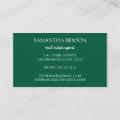 Carte De Visite Palm Feuille Tropical Island Carré vert et blanc (Dos)