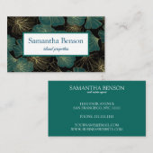 Carte De Visite Palm Feuille Tropical Island Green & White Carré B (Devant / Derrière)