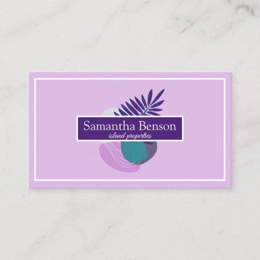 Carte De Visite Palm Feuille Tropical Island Vert & Blanc (Devant)