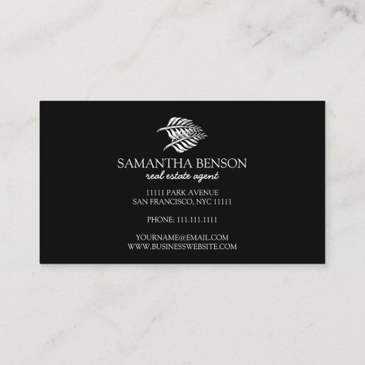 Carte De Visite Palm Feuille Tropical Island Vert & Blanc (Dos)