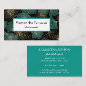 Carte De Visite Palm Feuille Tropical Island Vert & Blanc (Devant / Derrière)