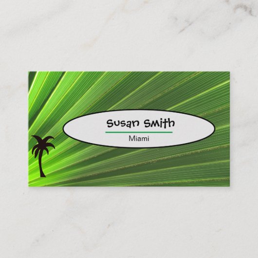 Carte De Visite Palm Life | Vert Palm Frond avec Palm Tree (Devant)