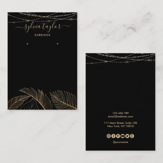 Carte De Visite Palm Monstera Leaf Écran d'oreille ajouter le logo (Devant / Derrière)