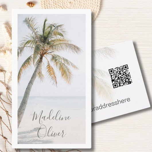 Carte De Visite Palm Tree Tropical Modern QR Code