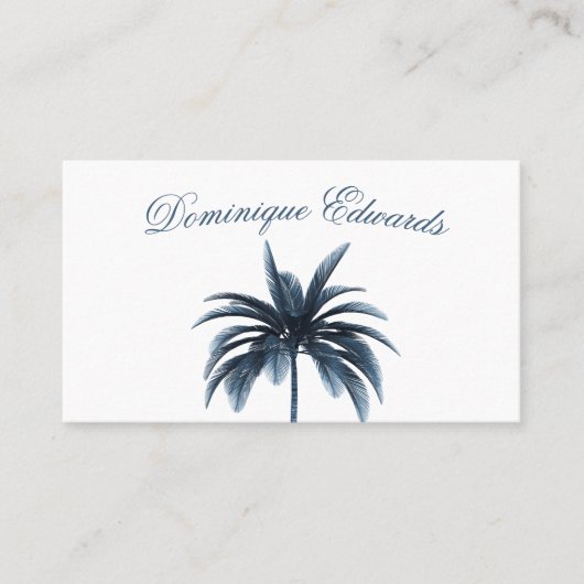 Carte De Visite Palm Tree Tropical Style Blue Professional (Devant)