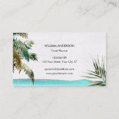 Carte De Visite Palm tropical Cocotier Arbre Feuille Plage Bleue (Dos)