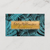 Carte De Visite Palm turquoise or élégant typographie (Devant)