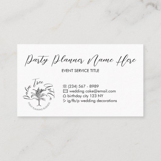 Carte De Visite Palme d'arbre blanc classique (Dos)