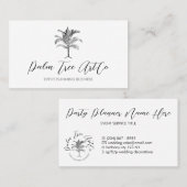 Carte De Visite Palme d'arbre blanc classique (Devant / Derrière)