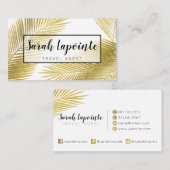 Carte De Visite Palme d'or Tropical Feuilles Design élégant (Devant / Derrière)