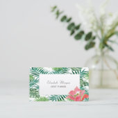 Carte De Visite Palme tropicale moderne Hibiskus hawaïen (Debout devant)