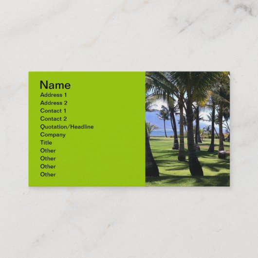 Carte De Visite Palmes de coco Nui Hawaii (Devant)