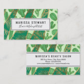 Carte De Visite Palmette moderne de cactus de vert d'or (Devant / Derrière)