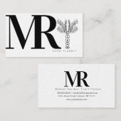 Carte De Visite Palmier blanc noir monochrome moderne (Devant / Derrière)