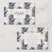 Carte De Visite Palmier bleu moderne Feuille Gold Strots Blanc Des (Devant / Derrière)
