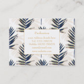Carte De Visite Palmier bleu moderne Feuille Gold Strots Blanc Des (Dos)