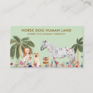 Carte De Visite Palmier botanique THÉRAPIE HUMAINE CHIEN CHEVAL