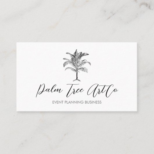 Carte De Visite Palmier d'arbre classique simple blanc (Devant)